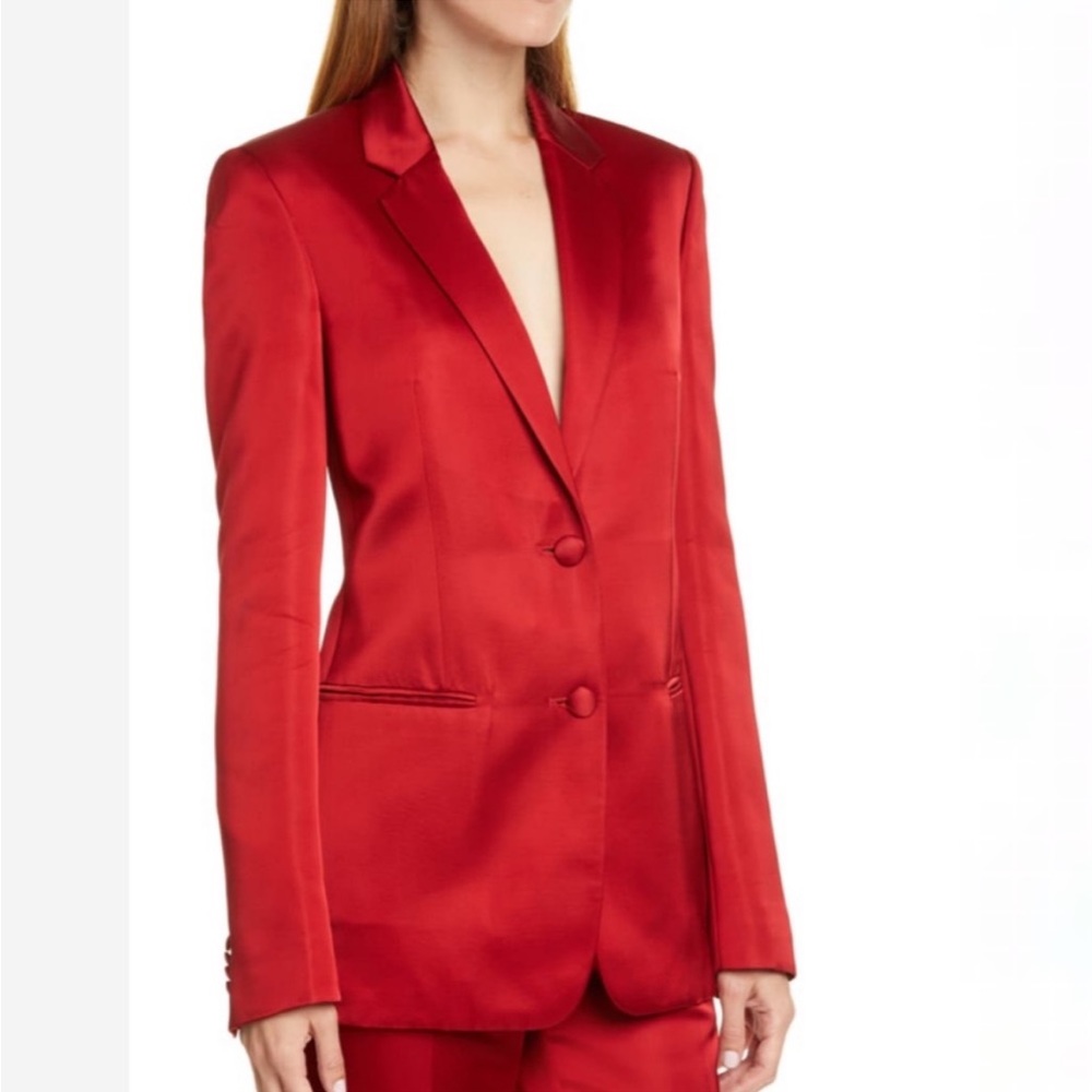 Helmut Lang red satin blazer with satin buttons fall 2019